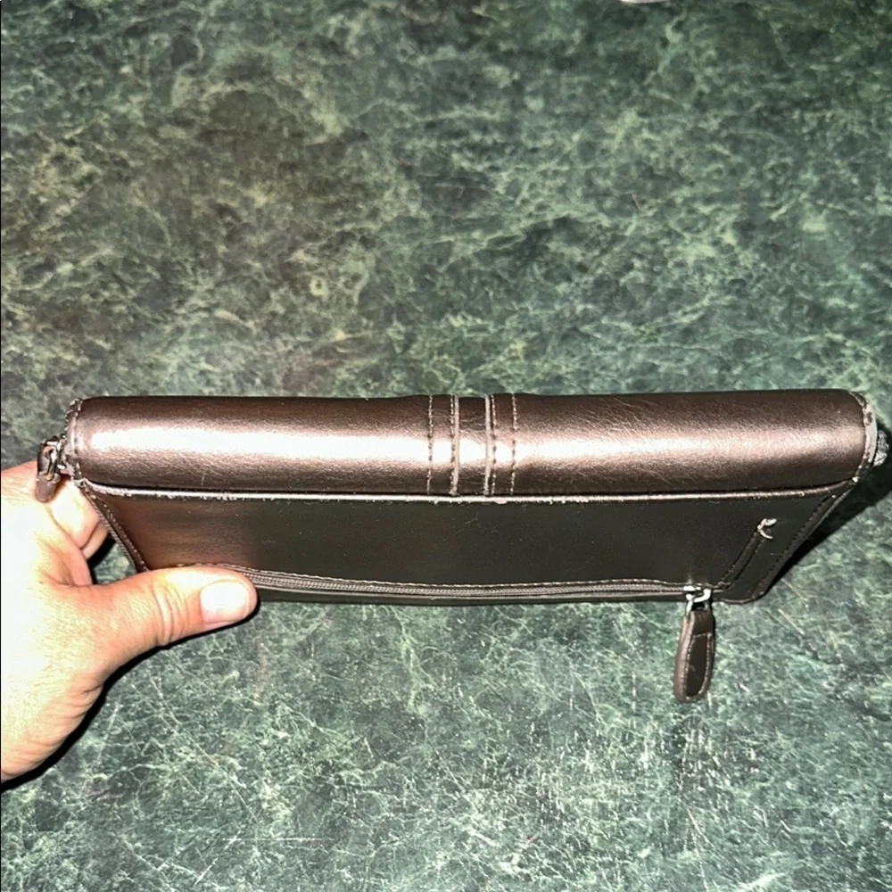 Etienne Aigner DELTA style 2421X Metallic Brown Zip Around Wallet